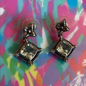 Lori Bonn Elegant Silver and Green Gemstone Earrings